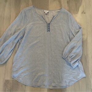 Liz Claiborne Baby Blue Stripe Tunic Top ~ XL fits Generous ~